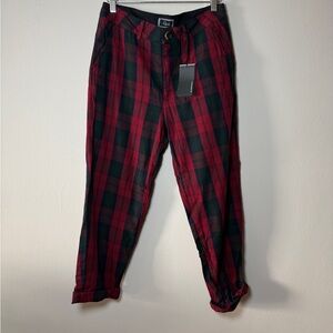 RAILS Red and Black Plaid Cuffed Trousers - Large